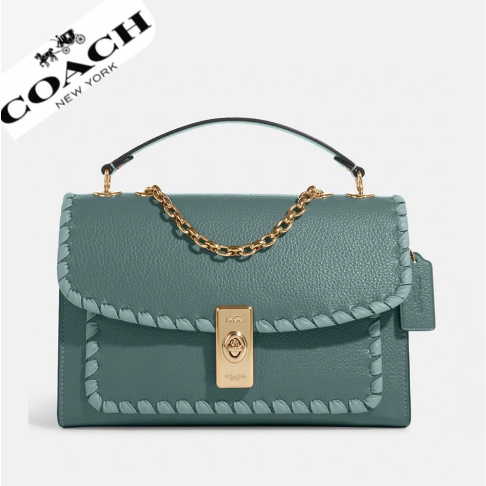 🔥SALE💥NWT COACH LANE LEATHER SHOULDER BAG WHIPSTITCH IM/MARINE MULTI CROSSBODY - Picture 1 of 12